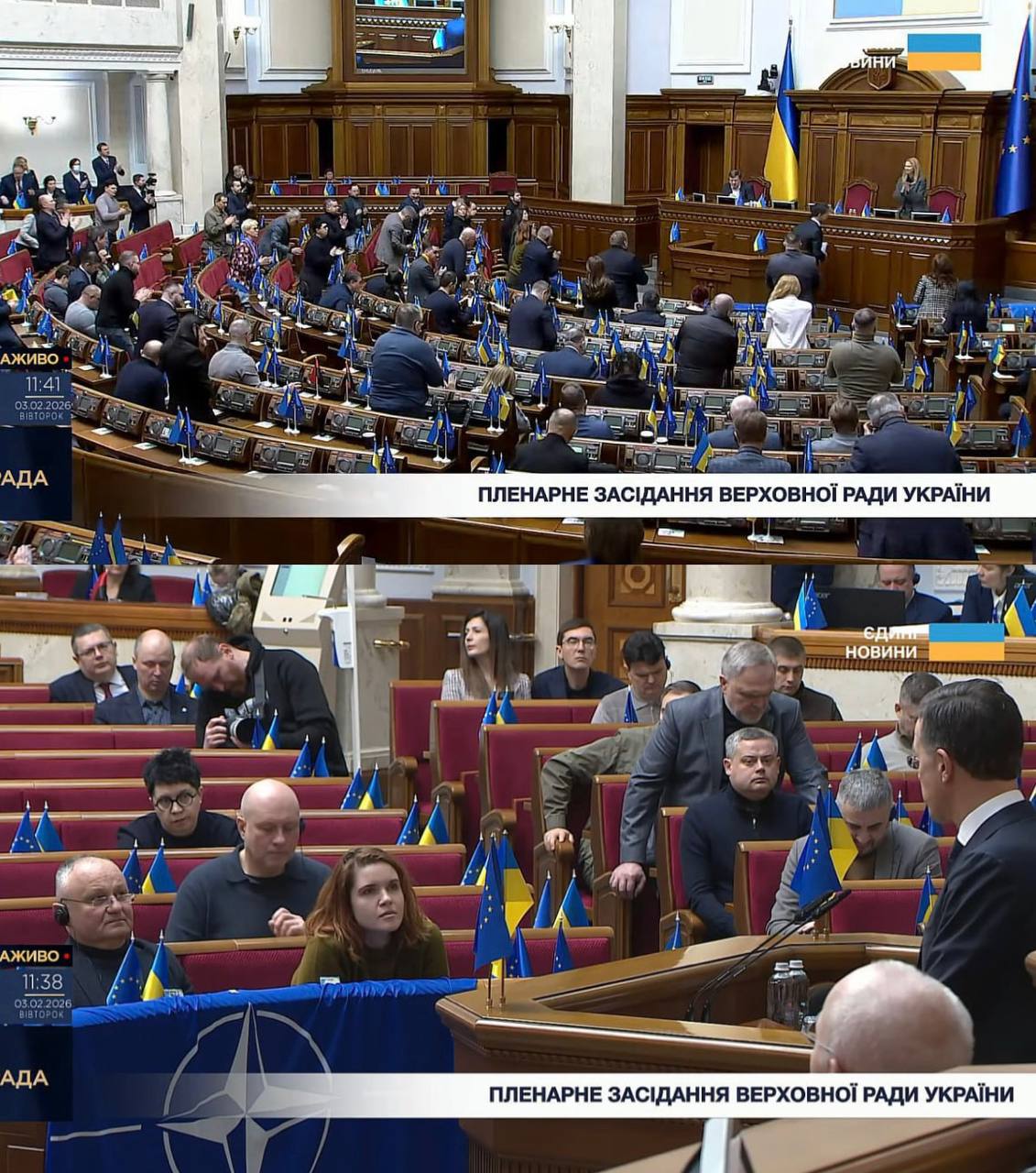 Під час виступу Генсека НАТО Рютте у Верховній Раді значна частина місць у сесійній залі залишалася порожньою